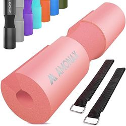 AMONAX Skivstång knäböjningsdyna, extra tjock skumstoppning för nack- och axelstöd, slitstarkt gym fitness träningsskydd för kvinnor höfttryck, tyngdlyftning och tunga knäböj (korallrosa)