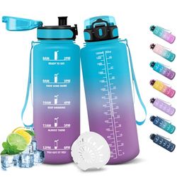 HoneyHolly Drinkfles, 1,5 liter, sportfles, lekvrij, motiverende sportfles, met filter, voor fitness, fietsen, school, kantoor