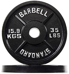 Signature Fitness Olympic - Piastra in ghisa da 5,1 cm, per allenamento di forza e sollevamento pesi, stile vintage, coppia di 15,9 kg