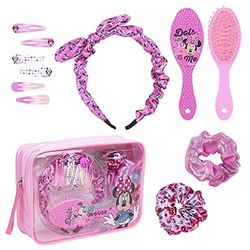 CERDÁ LIFE'S LITTLE MOMENTS Set d'Accessoires de Coiffure 8 pièces Pour Fille Minnie Mouse - Licence Officielle Disney, Girls’ Travel Accessory- Toiletry Kit, Multicolour, 2500001901