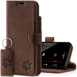 SURAZO Leather Wallet Mobile Phone Case Compatible with Apple iPhone 14 - Flip & Fold Smartphone Case with Stand, RFID Blocker, Magnet Closure, 3 Slots for Bank Cards - Handcrafted European Leather