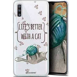Caseink fodral för Samsung Galaxy A70 (6.7) [gel HD kollektion citat design"Life's Better with a Cat - mjuk - ultratunn - tryckt i Frankrike]