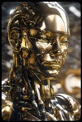 100-day planner filled with golden AI robots: Ai's golden robots