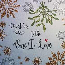 White Cotton Cards XF2-OL - Tarjeta de felicitación navideña (tamaño grande), diseño con texto en inglés "Christmas Kisses to the One I Love"
