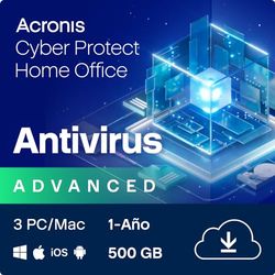 Acronis Cyber Protect Home Office 2023 , Advanced , 500 GB en la nube , 3 PC/Mac , 1 año , Windows/Mac/Android/iOS , Seguridad y copia de seguridad en Internet , Envio por correo electrónico