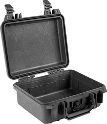 PELI 1200 stötsäker skyddslåda för elektronik och kameror, IP67-vatten- och dammtät, 4 liters kapacitet, tillverkad i USA, inget skum, svart