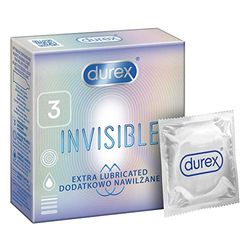 Durex Invisible Extra Lubricated Kondomy - Variant: 3 Ks, color Multicolor