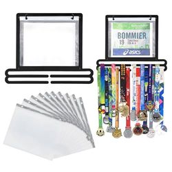 GEMLORD Medaille Display Wandgemonteerde medaille Hanger Race Bib en Medaille Houder Opknoping Medaille Houders voor Lopers met Bib Houder Display Meer dan 40 medailles en 20 Race slabbetjes
