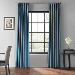 HPD Half Price Drapes Rideaux occultants en Fausse Soie pour décoration de Chambre à Texture Vintage (1 Panneau), PDCH-KBS33BO-96, Bleu Nassau