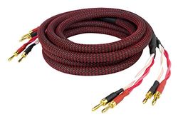 Dynavox Perferct Sound Câble haut-parleur flexible 2 x 2 m, fiches bananes de qualité, confectionné, Coloris noir/rouge