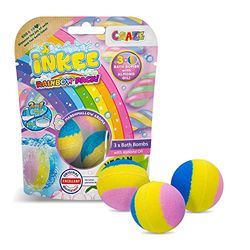 CRAZE INKEE RAINBOW | Set de 3 Boules de Bain Arc-en-ciel Bombes de Bain enfant effervescentes 3x 60g, Parfum Marshmallow, à l'huile d'amande douce