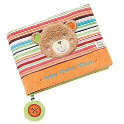 Fehn Álbum de fotos ursinho - livro de recordações para auto-desenhar e sentir feito de tecido - álbum de brinquedo de nascimento para bebés e crianças de 0 meses para memorizar rostos e aprender