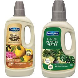 Fertiligène Engrais Agrume Olivier et Plante Méditerranéenne Bio, 750 ML & Engrais Plantes Vertes, 400 ML