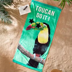 Catherine Lansfield Toucan Do It Telo mare in cotone, 76 x 160 cm, colore: Verde