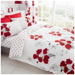 GC GAVENO CAVAILIA Easy Care Blossom Bedding Conjunto de capa de edredão para cama de casal, lavável, design botânico, capas de edredão respiráveis, vermelho