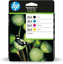 HP 364 Multipack N9J73AE Cartucce Originali HP da 1150 Pagine, per Stampanti a Getto di Inchiostro Photosmart B210c, B110c, B110e, B8550, 7520, Deskjet 3520, 3522, 3524, Nero e Tricromia