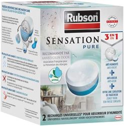 Rubson | Recharges Universelles Absorbeur d'Humidité Sensation Pure Parfum Neutre (2 x 300 g) – Recharges 3 en 1 anti-humidité, anti-odeur et sensation de fraîcheur