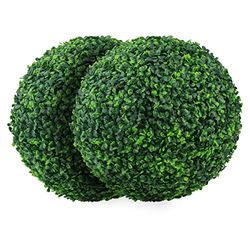 Sunnyglade 2 st 39,9 cm 4 lager konstgjord växt figurklippt boll falsk buxbom, dekorativa bollar för trädgård, balkong, trädgård, bröllop och heminredning (40 cm)