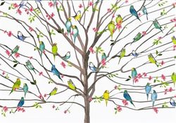 Tree of Budgies Note Cards (14 cards, 15 self-sealing envelopes)