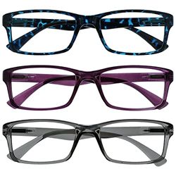 The Reading Glasses Company 3 Pack Readers Blue Purple Grey Mens Womens RRR92-357 +3.50