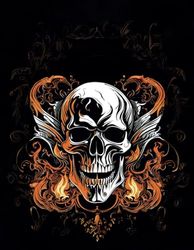 Journal: Flaming Skull Cover Design, 70 pages, ideal for men, dads, boys, metal enthusiasts, bikers and everyone