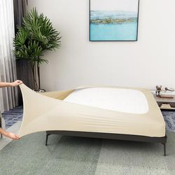 ALYVIA SPRING Box Spring Cover, Full/Full XL, Beige, Microfiber & Spandex, Bed Skirt