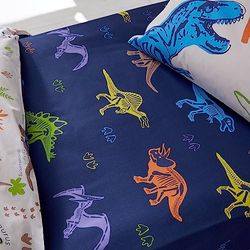 Catherine Lansfield Drap-Housse pour lit Double Motif Dinosaures préhistoriques Bleu