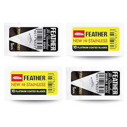 Feather 30 lames de rasage en set de plumes noires et plumes jaunes