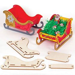 Baker Ross Kits Trineo de Madera (Paquete de 5) - Artes y Manualidades navideñas