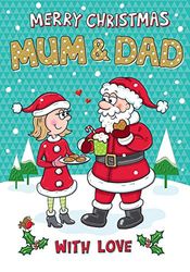 Tarjeta de Navidad con personaje para mamá y papá, 9 x 6 pulgadas, Piccadilly Greetings