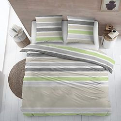 Comptoir du Linge Printed Duvet Cover plus 2 Pillowcases Lime 240 x 260 cm Cotton