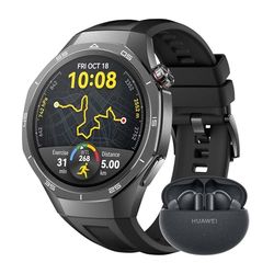 HUAWEI WATCH GT 5 Pro 46mm Smartwatch, elegante, Sport di alto livello, Monitoraggio della salute, Monitoreo ECG, 14 giorni di durata, GPS, chiamata Bluetooth, iOS e Android, Nero + FreeBuds 5i Nero