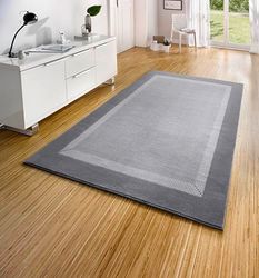 Hanse Home Alfombra de Pasillo con Cinta de 160 x 230 cm, Suave de Pelo Corto, diseño Moderno, para Pasillo, Dormitorio, habitación de los niños, baño, Sala de Estar, Cocina, Color Gris Claro