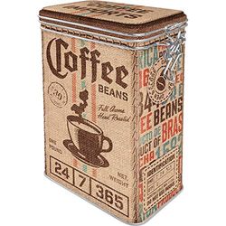 Nostalgic-Art Kaffeburk i retrostil, Coffee Sack – Presentidé för kaffeälskare, Plåtask med aromlock, Deko vintagedesign, 1,3 l, färgglad