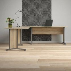 Dmora - Bureau Cezannine, Pupitre Polyvalent, Table de Bureau pour PC, Plan de Travail, 230x200 h75 cm, Gris et Chêne