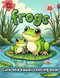 Frogs Cute and Kawaii Coloring Book: Coloring Book For Teens & Adults Featuring 50 Simple & Cute Frog Designs for Relaxation and Creative Fun