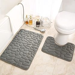 EURHOWING Alfombrillas de baño Antideslizantes, de Espuma viscoelástica, con Alfombrilla de baño en Forma de U, absorbentes y Lavables para salón, Cuarto de baño