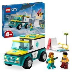 LEGO City Ambulancia de Emergencias y Chico con Snowboard, Juego Infantil con Vehículo Médico de Juguete, Minifiguras de Paramédica y Snowboarder, Regalo para Niños y Niñas de 4 Años o Más 60403