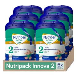 Nutribén Innova 2 - Leche de Fórmula en Polvo Bebé Continuación | a Partir de los 6 Meses | sin Aceite de Palma | con Cacito Dosificador | Con OLM, BPL1 y DHA | 6 Botes de 800g