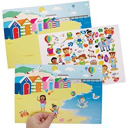 Baker Ross FC789 Zeekust Sticker Landschappen - Set van 5 Zelfklevende Stickers voor Kinderen, Knutselen voor Kinderen, Stickers voor Kinderen