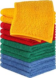 Utopia Towels Lot de 12 débarbouillettes 100% Coton peigné Ring-Spun, Flanelle de Grande qualité pour Le Visage, très absorbante et Douce, Bleu, Vert, Rouge, Jaune Moutarde