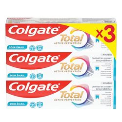 COLGATE - Total Active Prevention Care Emalia Pasta do zębów 24 godziny - Chroni szkliwo i zapobiega problemom jamy ustnej - 3x75ml