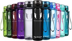 Super Sparrow Botella de Agua Deportiva - 1000ml - Sin BPA (Transparente- Negro)