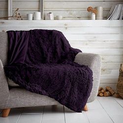 GC GAVENO CAVAILIA Teddy Fleece Throws For Sofas, Fluffy Bed Blankets, Snuggle Warm Throw Blanket, Purple, 150X200 Cm