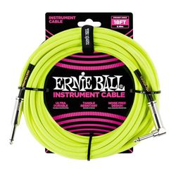 Ernie Ball - Cable trenzado para instrumentos, recto/acodado, 5,49 m, color amarillo neón