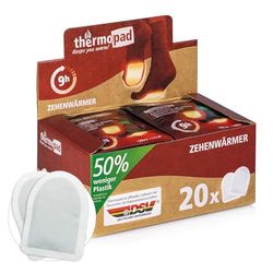 THERMOPAD Teenwarmers, het origineel: 20 paar warmtepads voor 8 uur warmte, direct te gebruiken voetwarmers, extra warme voetwarmers, ideaal voor outdooractiviteiten en skischoenen,