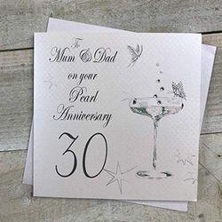 WHITE COTTON CARDS"to Mum and Dad On Your Pearl Anniversary handgemaakt 30ste verjaardag kaart