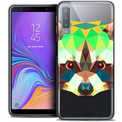 Caseink fodral för Samsung Galaxy A7 (2018) A750 (6) fodral [kristallgel HD kollektion polygon djur tvättbjörn design - mjuk - ultratunn - tryckt i Frankrike]