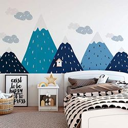 Ambiance-Sticker - Adhesivo decorativo para pared, diseño de montañas escandinavas para habitación de bebé, trekka 65 x 190 cm, 1 unidad