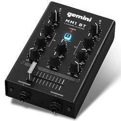 Gemini Sound MM1BT Bluetooth Audio profesional de 2 canales Entrada de micrófono Dual de 2 canales Estéreo de 2 bandas Rotary COMPACT DJ Mezclador de podcast con crossfader